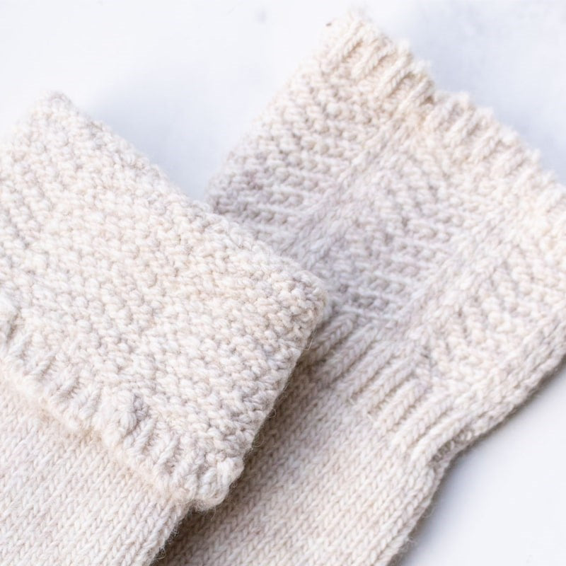 Close up of Tiepology Charlotte Combed Wool and Cashmere Socks - Oatmeal (1 pair)