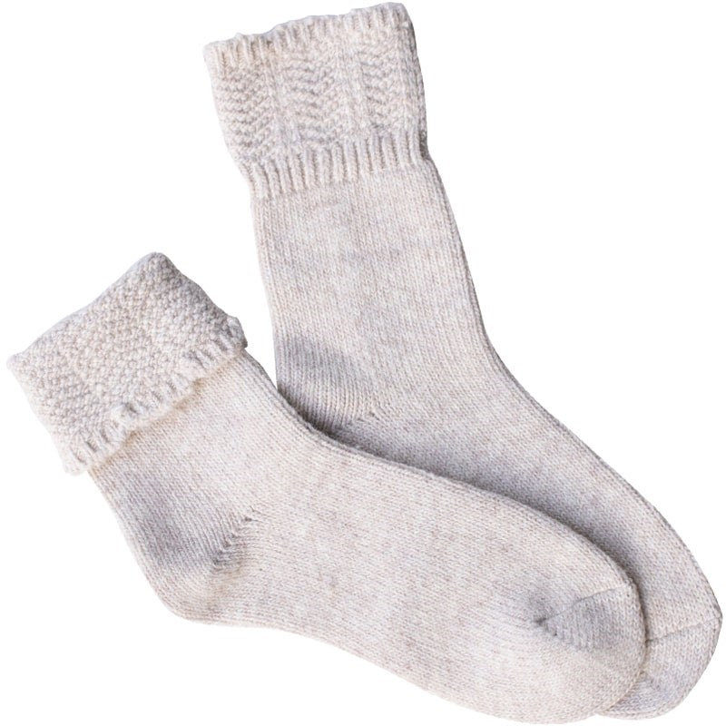 Tiepology Charlotte Combed Wool and Cashmere Socks - Oatmeal (1 pair)