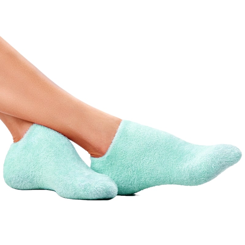 Londontown Pedi Perfect Moisturizing Spa Socks - model shown wearing products on feet