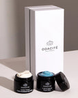 Odacite Smooth + Soothe Duo - open product containers next to product packaging