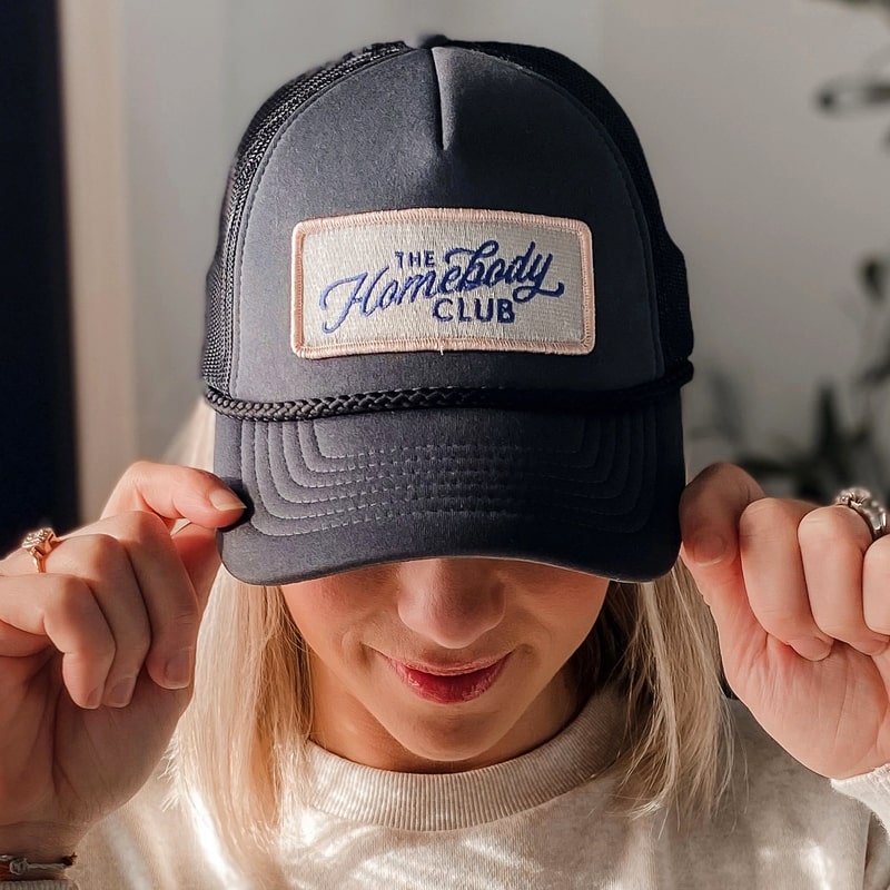 Model wearing Storied Folk & Co. The Homebody Club Hat