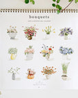 Emily Lex Studio 2025 Bouquets Calendar (back showing art for all the months in the calendar)