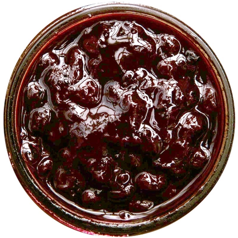 Smithereen Farm Organic Wild Blueberry Topping - top view of open product jar showing contents