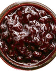 Smithereen Farm Organic Wild Blueberry Topping - top view of open product jar showing contents