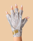 VOESH New York Collagen Gloves - Argan Oil & Floral Extracts - model shown wearing product on hand 