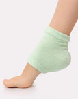 VOESH New York Moisturizing Heel Socks - Green - model shown wearing product on foot