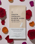 VOESH New York Youth Therapy Elbow-High Gloves - product packaging shown with roses