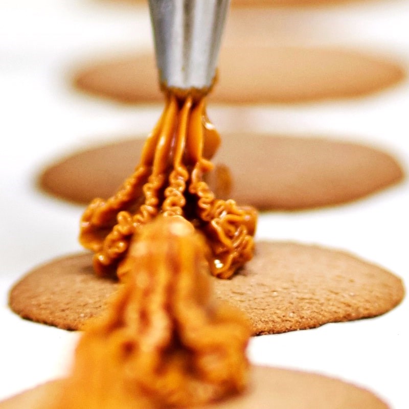 Wooden Table Baking Company Traditional Alfajores Cookies - product shown with with dolce de leche 