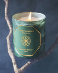 Carriere Freres Winter Forest Candle - product shown lit on a branch