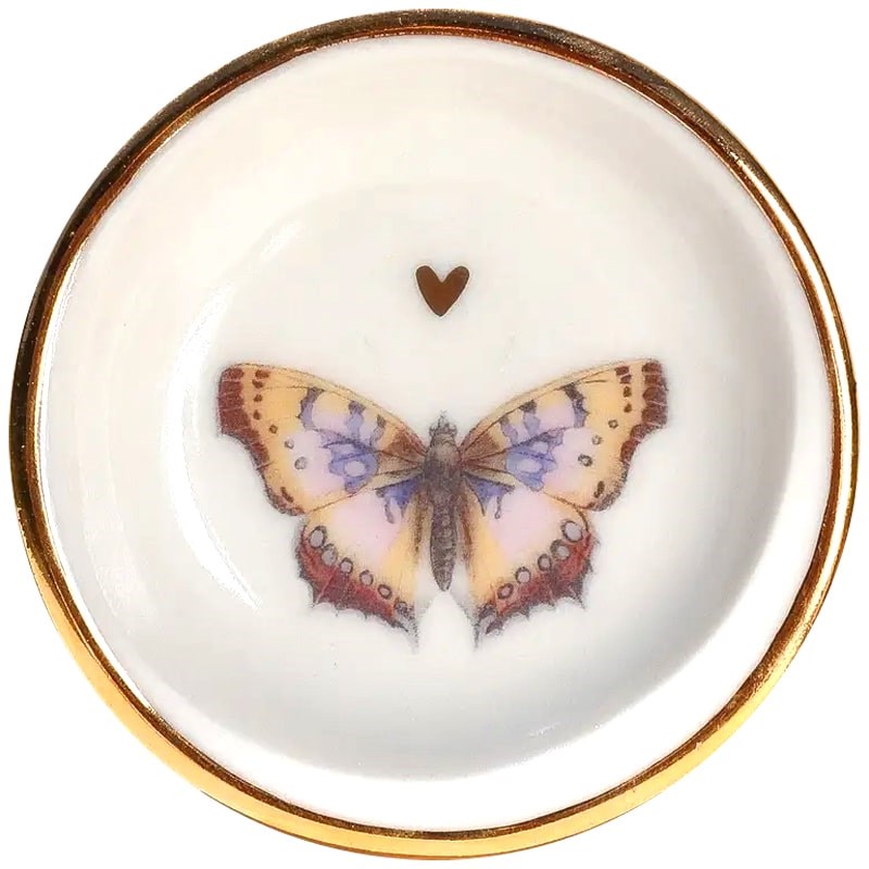 Apricity Ceramics Orange Butterfly Heart Trinket Dish (1 pc)