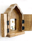 The Little Press Wooden Sanctuary with Doors and Mirror - side view or opened product showing inside