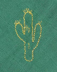 Close up Barnabe Aime Le Cafe Double Gauze Cotton Embroidered Swaddle Fir Green - Cactus (1 pc) (cactus detail)