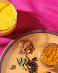 Diaspora Co Haldi Doodh Masala - product ingredients shown on table