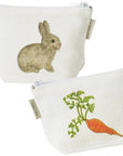 Fog Linen Work Isabelle Boinot Pouch - Rabbit and Carrot (showing front and back of pouch)