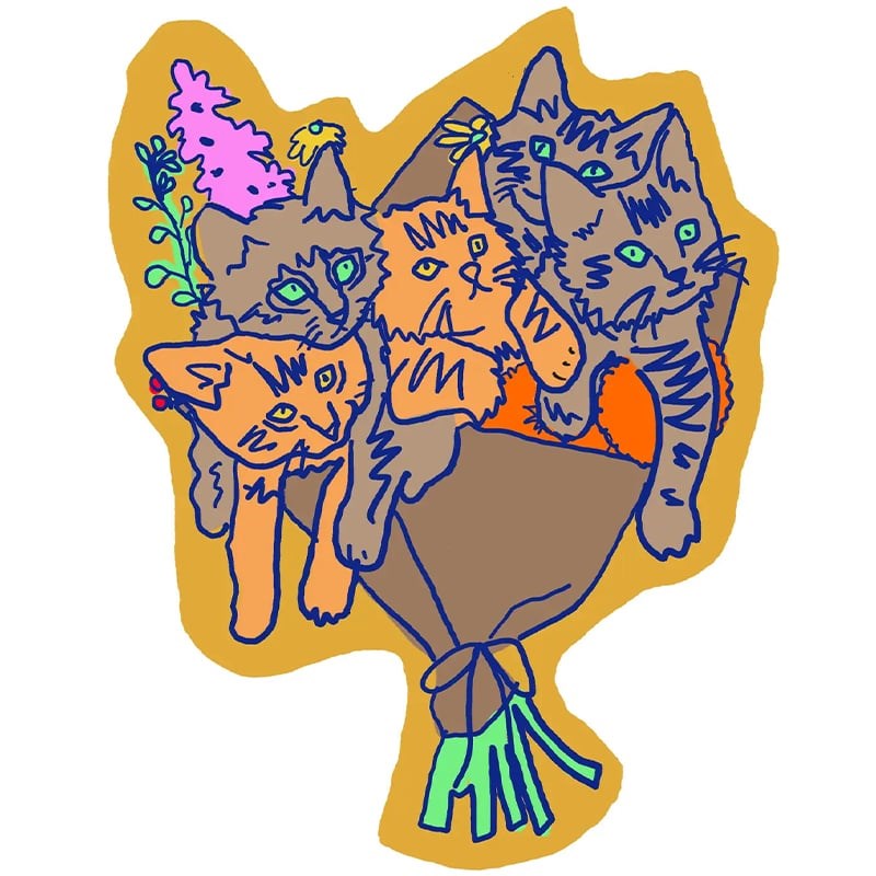 La Familia Green Cat Bouquet Sticker (1 pc)