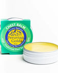 Peruvian Gold Chest Rub Balm - product without lid next to packaging