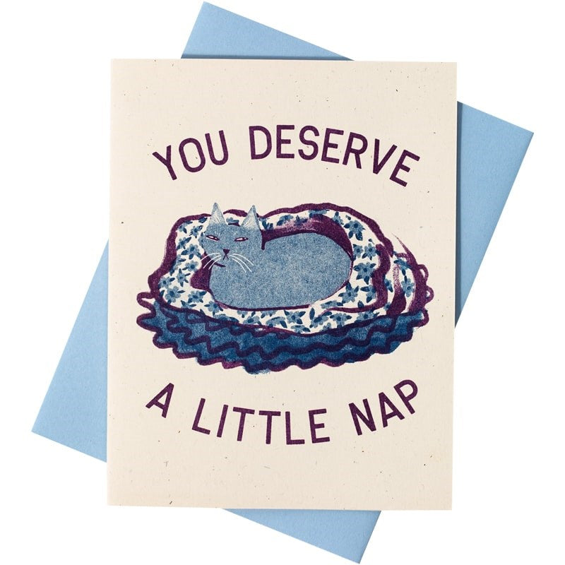 Bromstad Printing Co. You Deserve a Little Nap Cat Risograph Greeting Card (1 pc)