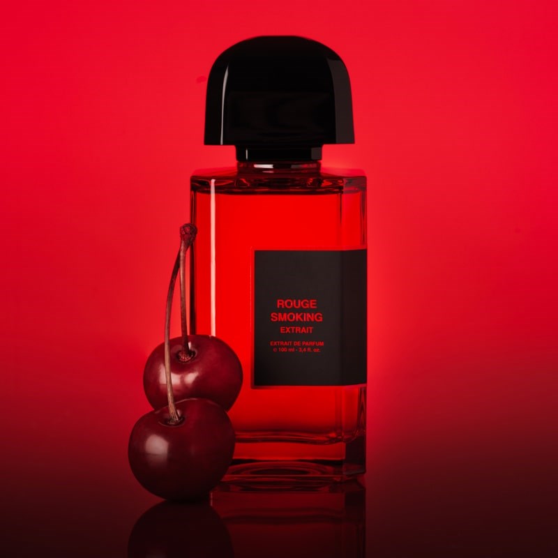 BDK Parfums Rouge Smoking Extrait Eau de Parfum - product shown next to cherries