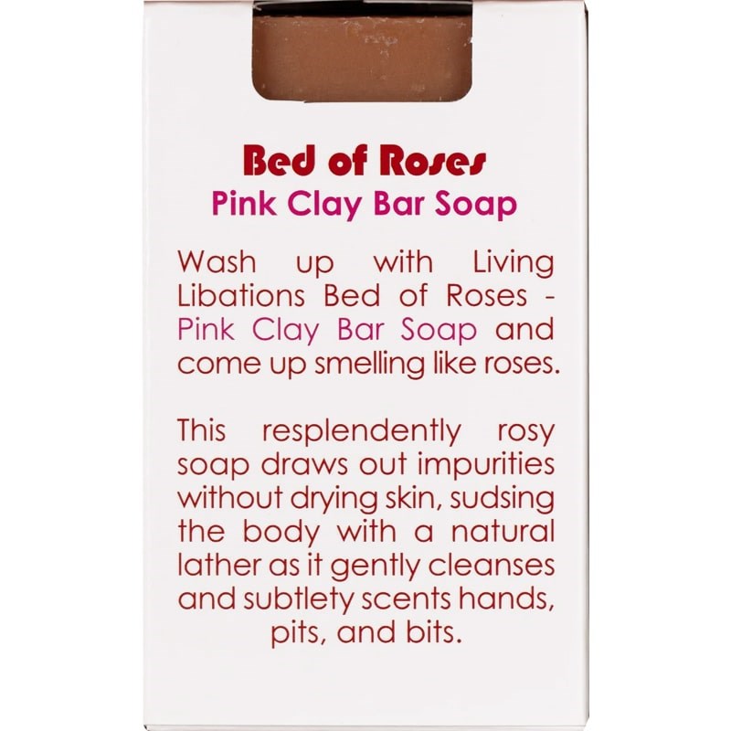 Living Libations Bed of Roses Pink Clay Bar Soap (120 g) in box