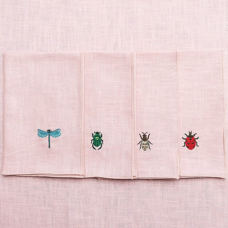 Giardino Segreto Insect Pure Linen Napkin Set - Powder (4 pcs)