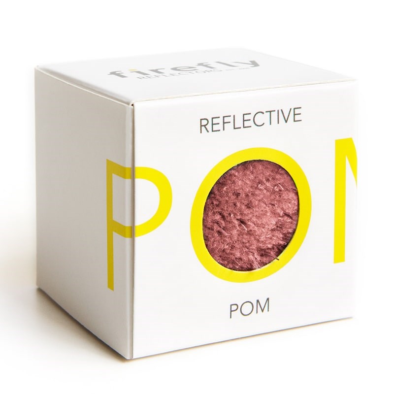 Firefly Reflectors Reflective Pom Pom - Rose - product shown in packaging