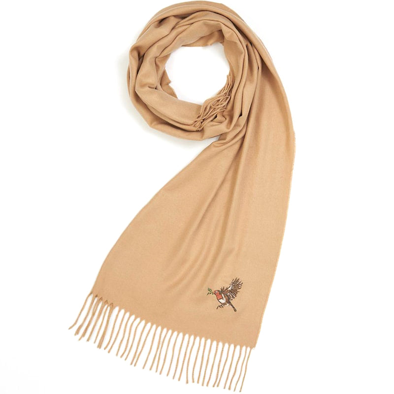 Fable England Robin Embroidered Cozy Camel Scarf (1 pc)