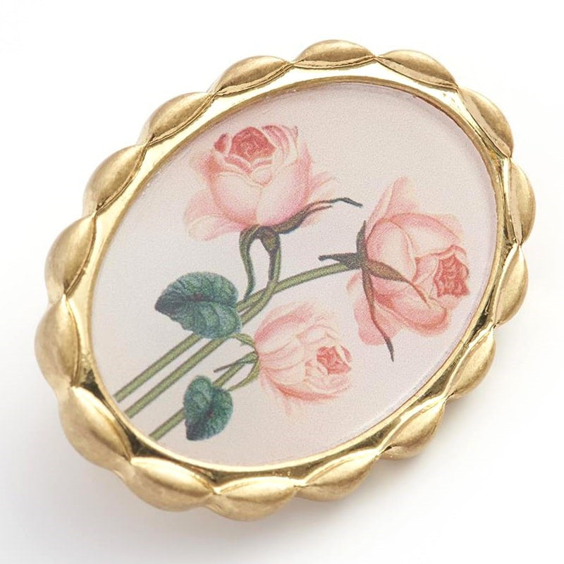 Fable England Framed Roses Brooch - angled view of product