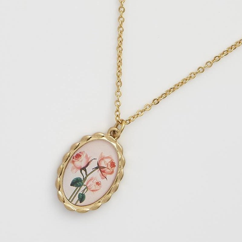 Fable England Framed Roses Necklace - angle view of product