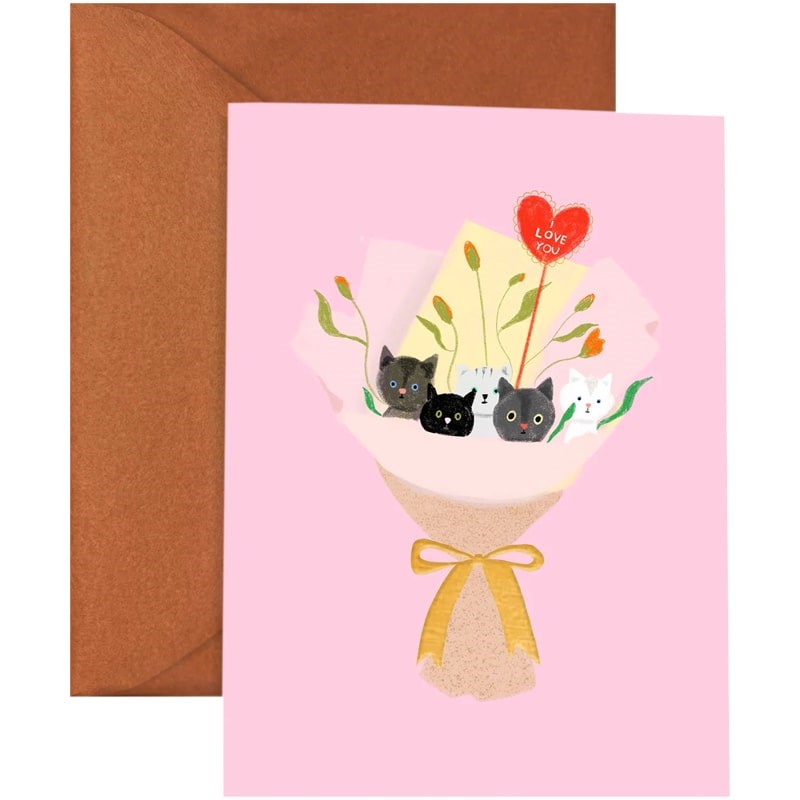 Carolyn Suzuki Goods Cat Bouquet Love Card (1 pc)