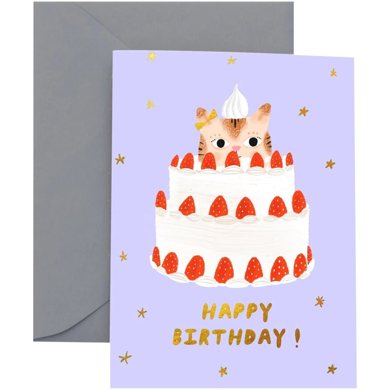 Carolyn Suzuki Goods Kitty Cake Birthday Card (1 pc)