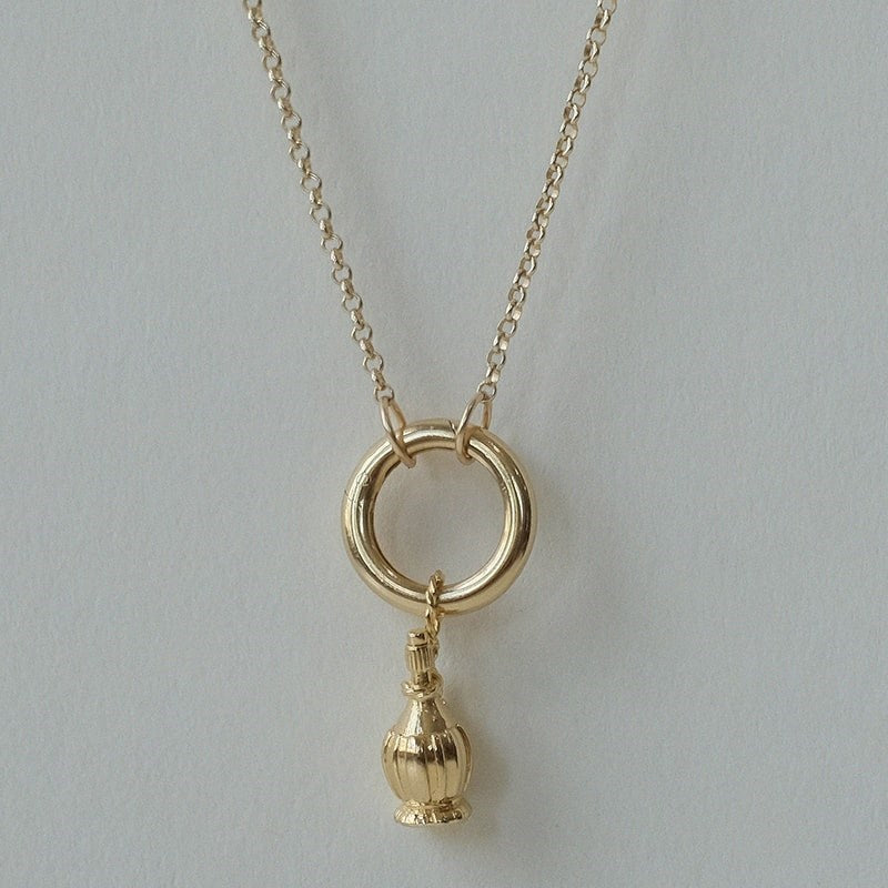 I Like It Here Club Chianti Charm - Gold - product shown on necklace