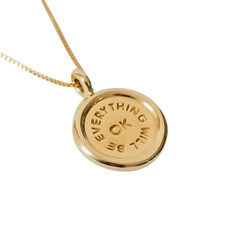 I Like It Here Club Everything Will Be OK Charm on Box Chain Necklace - Gold (1 pc)