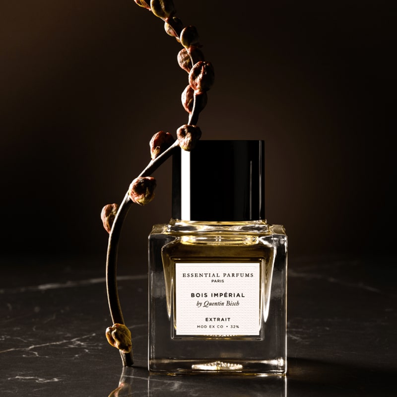 Essential Parfums Bois Imperial Extrait de Parfum by Quentin Bisch - product shown next to plant