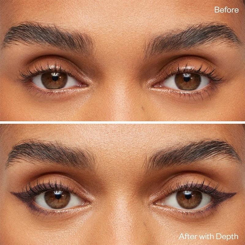 Kosas Soulgazer Eyeliner - Depth - product before and after of model