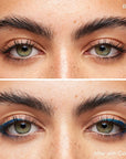 Kosas Soulgazer Eyeliner - Cosmic - before and after of product shown on model