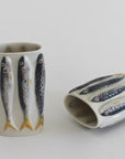 PetitFelts Porcelain Sardine Vase - two products shown upright and on its side shown