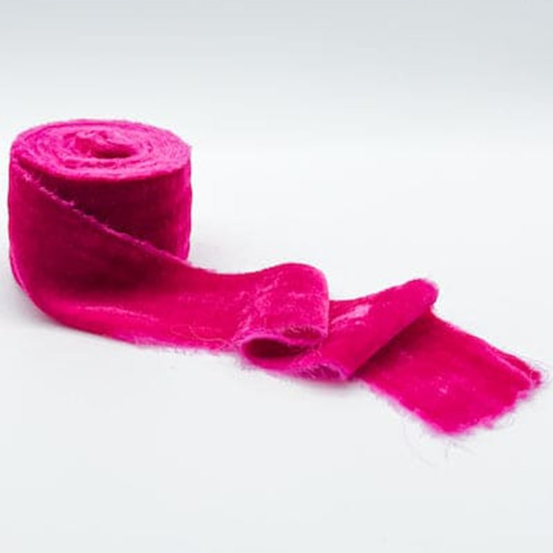 Trim & Twine Raw Edge Velvet Ribbon - Hot Pink (2” x 3 Yards)