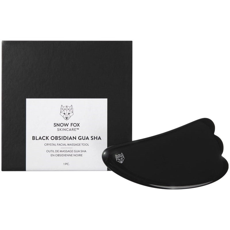 Snow Fox Skincare Black Obsidian Hot Stone Gua Sha (1 pc) - product shown with packaging