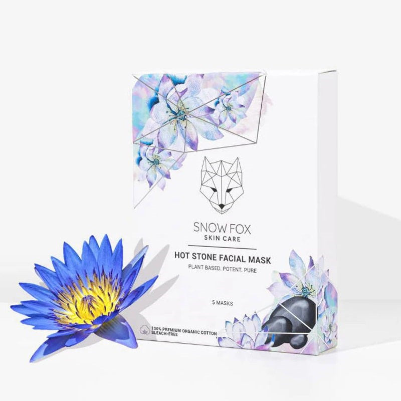 Snow Fox Skincare Hot Stone Facial Mask - product shown with flower