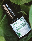 Vessel Apothecary Aromatherapy Flower Essence Mist - Sanctuary - product shown on leaves