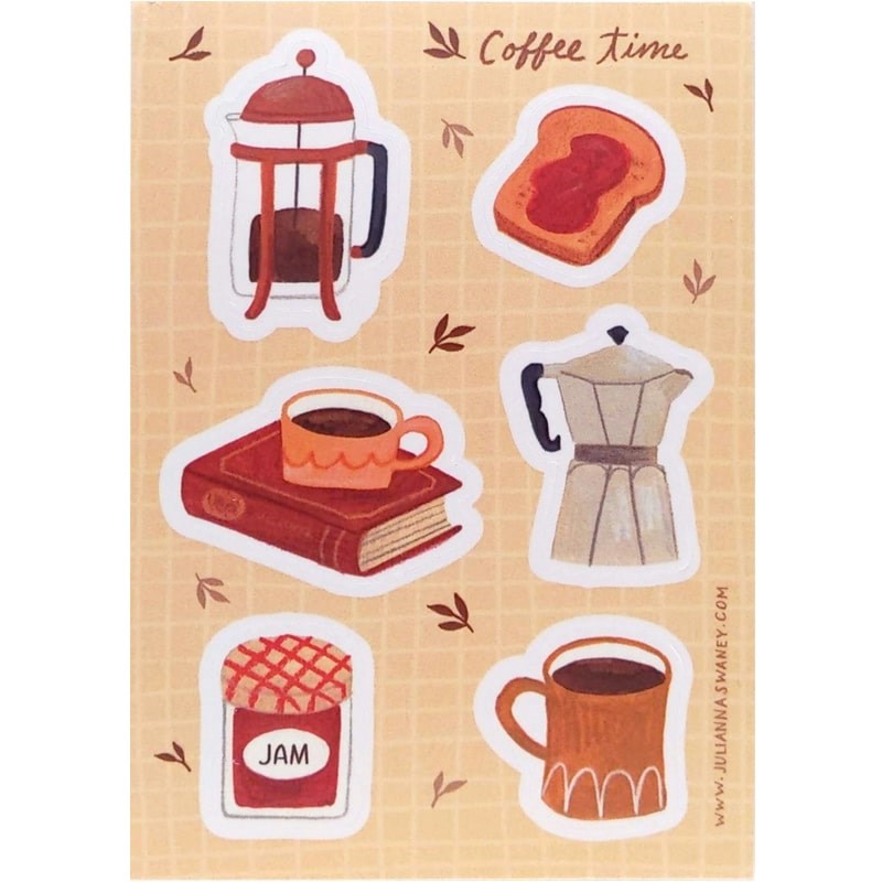 Julianna Swaney Coffee Time Sticker Sheet (6 stickers)