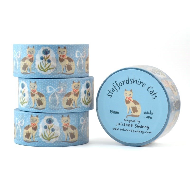 Julianna Swaney Staffordshire Cat Washi Tape - multiple products shown stacked