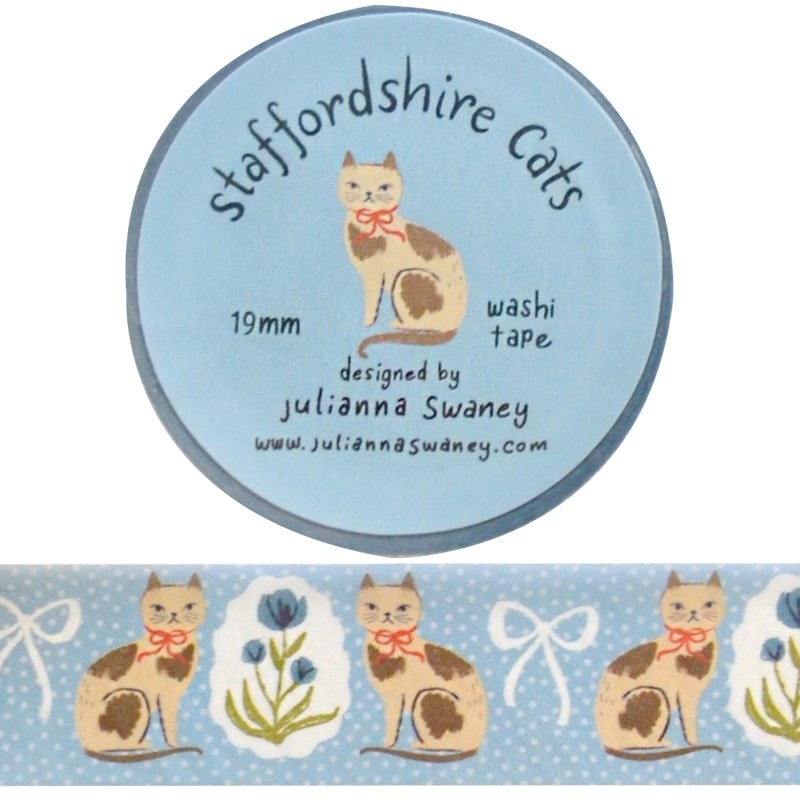 Julianna Swaney Staffordshire Cat Washi Tape (0.75” x 33 ft)