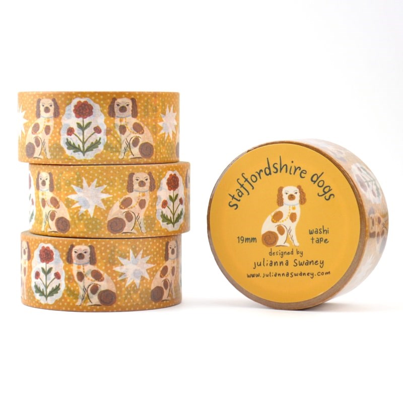 Julianna Swaney Staffordshire Dog Washi Tape (0.75” x 33 ft) - multiple products shown stacked