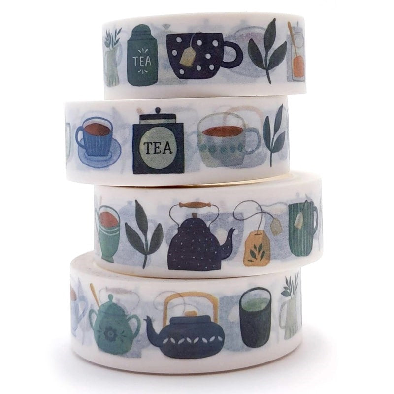 Julianna Swaney Tea Time Washi Tape (0.6” x 33 ft) - multiple products shown stacked