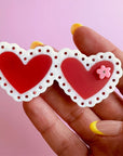 Centinelle Valentines Laced Hearts Hair Clip - model shown holding product