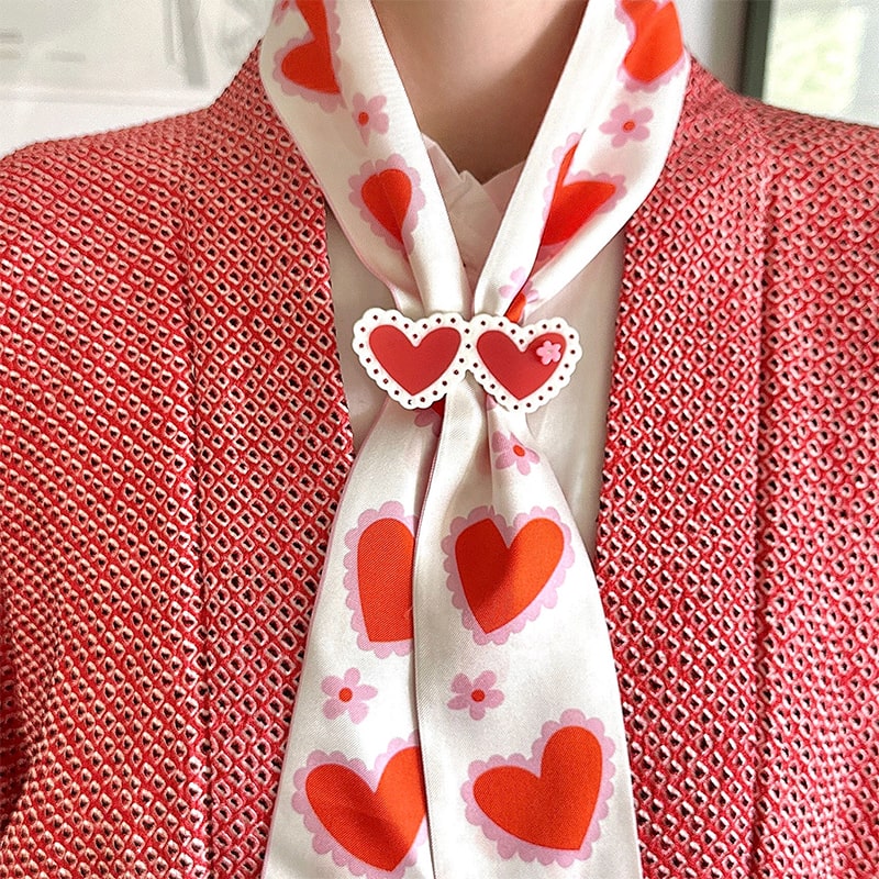 Centinelle Valentines Laced Hearts Hair Clip - model shown using product on scarf