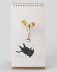 Beyond123 Cat Flip Vase (1 pc) showing cat illustration with dried flowers in vase