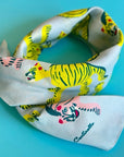 Centinelle Cotton Silk Bandana - Nodding Tigers - product shown rolled up