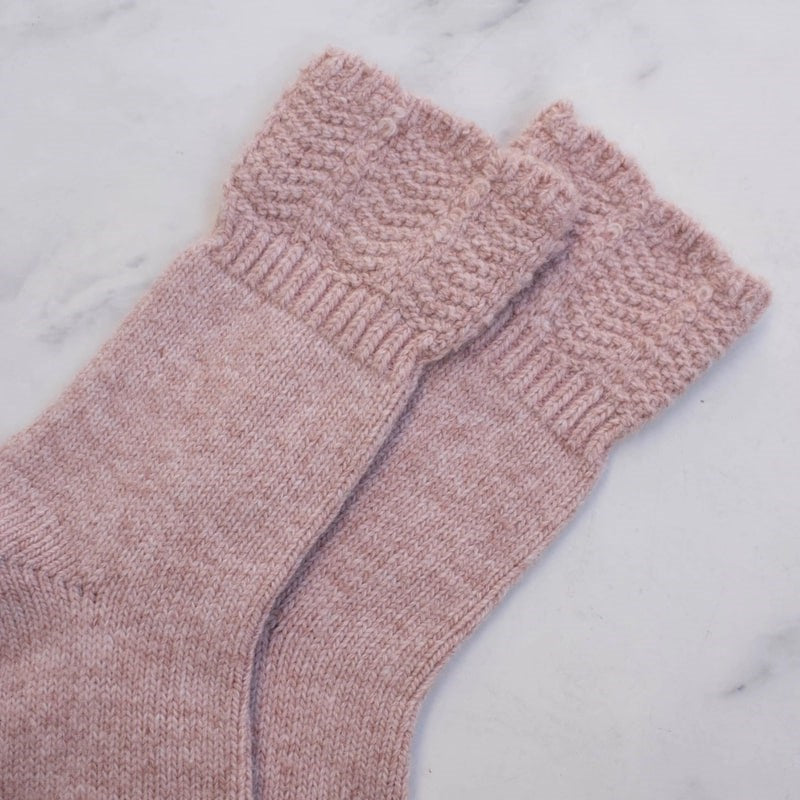 Tiepology Charlotte Combed Wool and Cashmere Socks – Pink - close up of product texture and detail